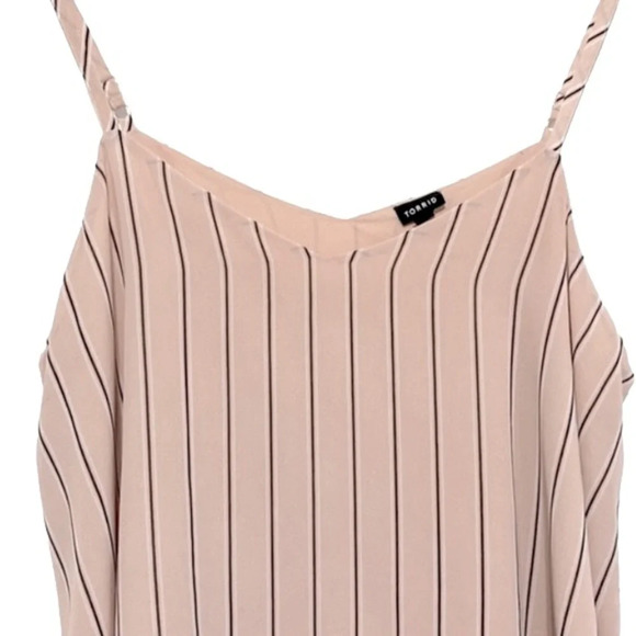 Torrid Pink/Black/White Double Layer Chiffon Striped Cami Top Size 3X 22/24 - Picture 4 of 9